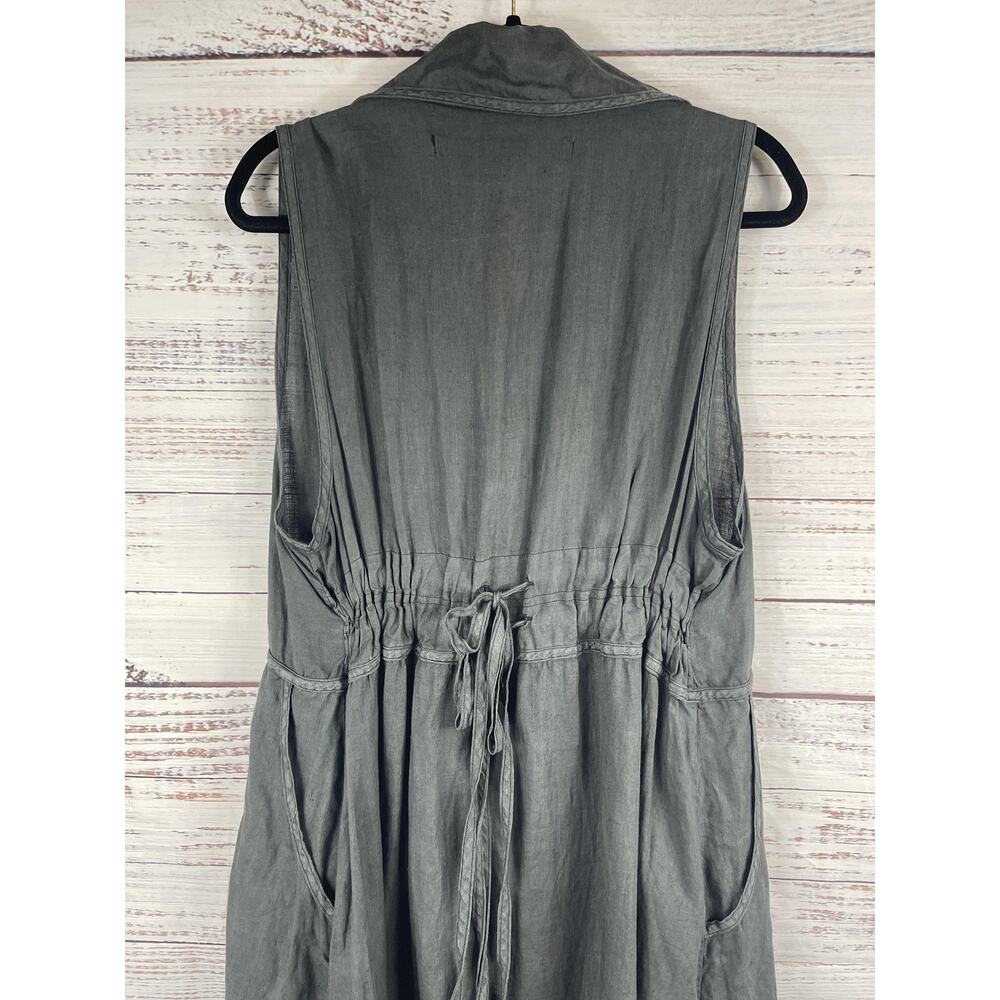 Cynthia Ashby Dress Women's SZ S Linen Sleeveless Button Front Pockets Tie USA - Picture 7 of 8